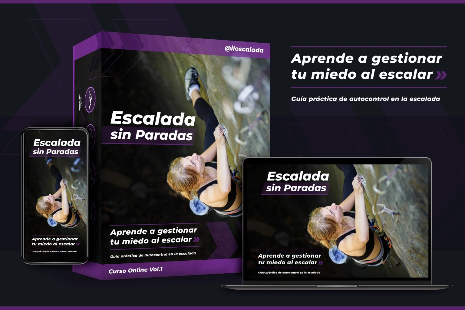 Mockup del curso online Aprende a escalar sin miedo